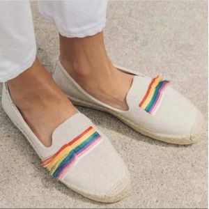 Saludos Anthropologie Flat Espadrilles Smoking Slipper Rainbow Pride Size 7 New